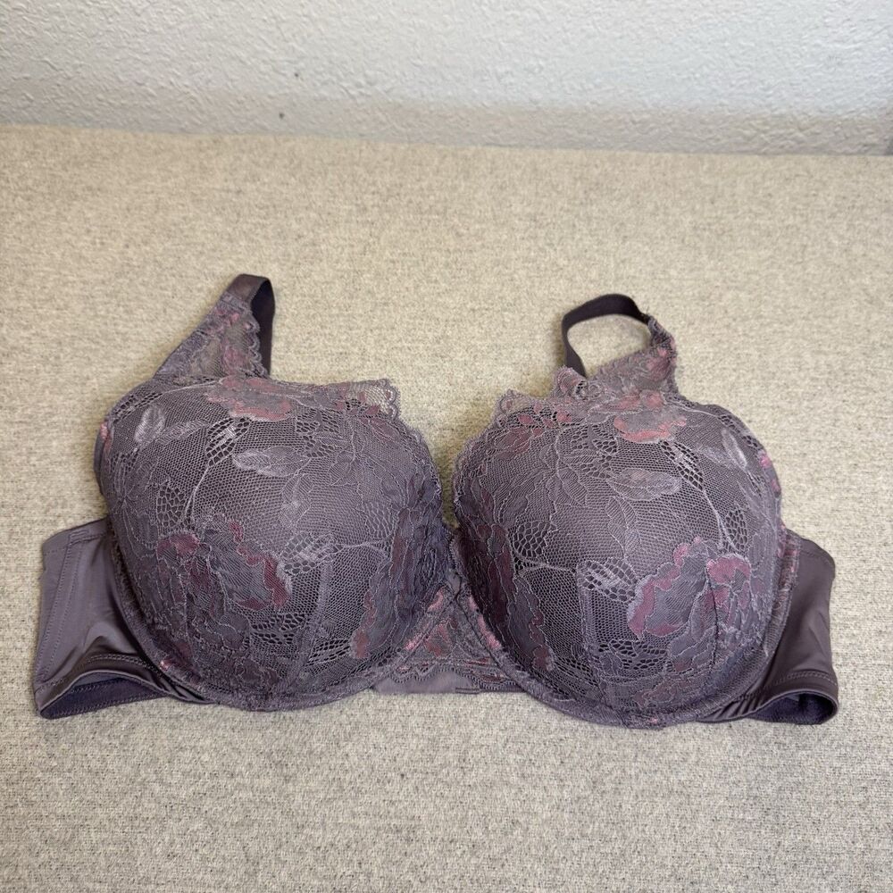 Torrid Bra Purple Lace Lined Underwire Convertible Romantic Lingerie 44DD